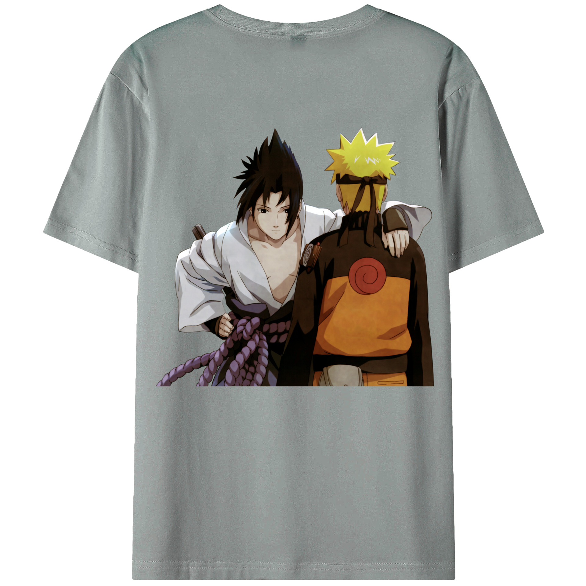（画像用） NARUTO -ナルト- うちは サスケ Uchiha Sasuke 綿100％ メンズ半袖Tシャツ（バックプリント） 通気性